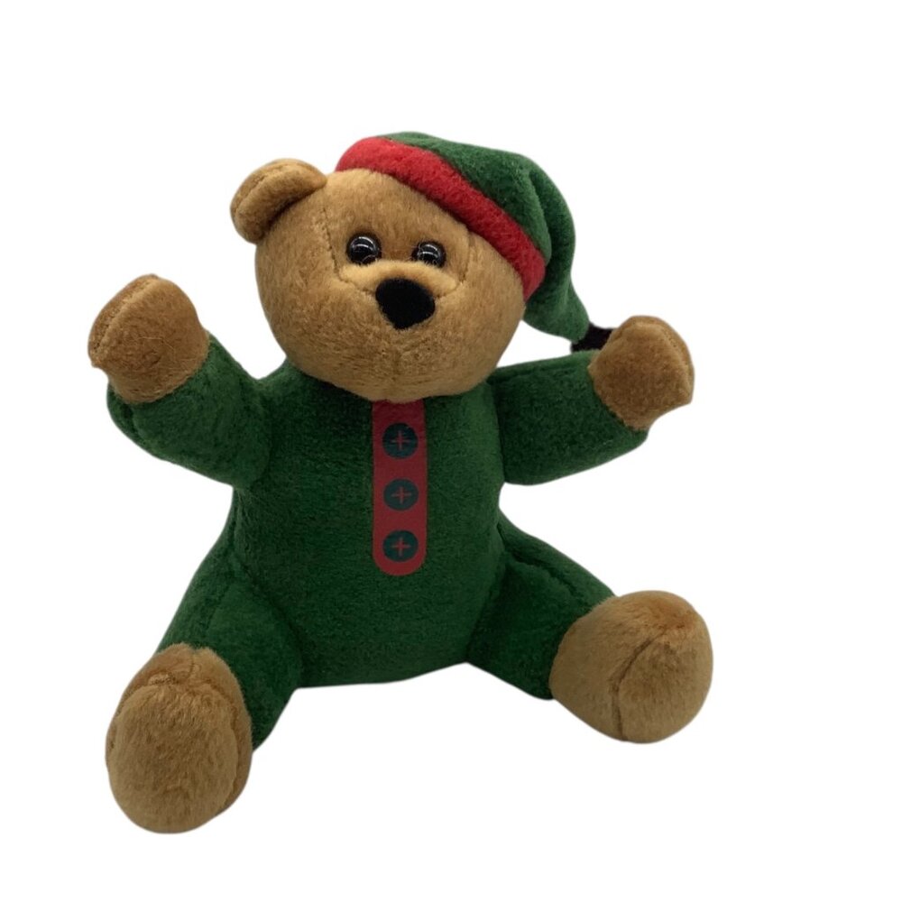 Vtg 2001 Christmas Elf Teddy Bear Plush Holiday Collectible Soft Toy 6” G.A.C.
